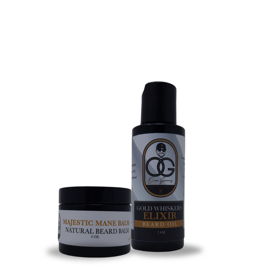 Gold Whiskers Elixir Beard Oil  & Majestic Mane Beard Balm Duo